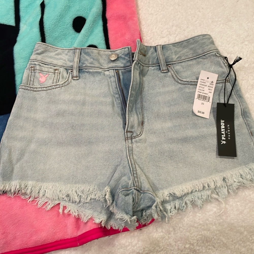 PacSun Pink Playboy Bunny Jean shorts brand new with tags. Size 25